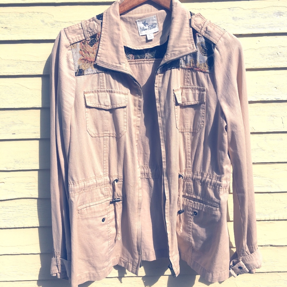 Others Follow Twill Floral Detail Utility Jacket